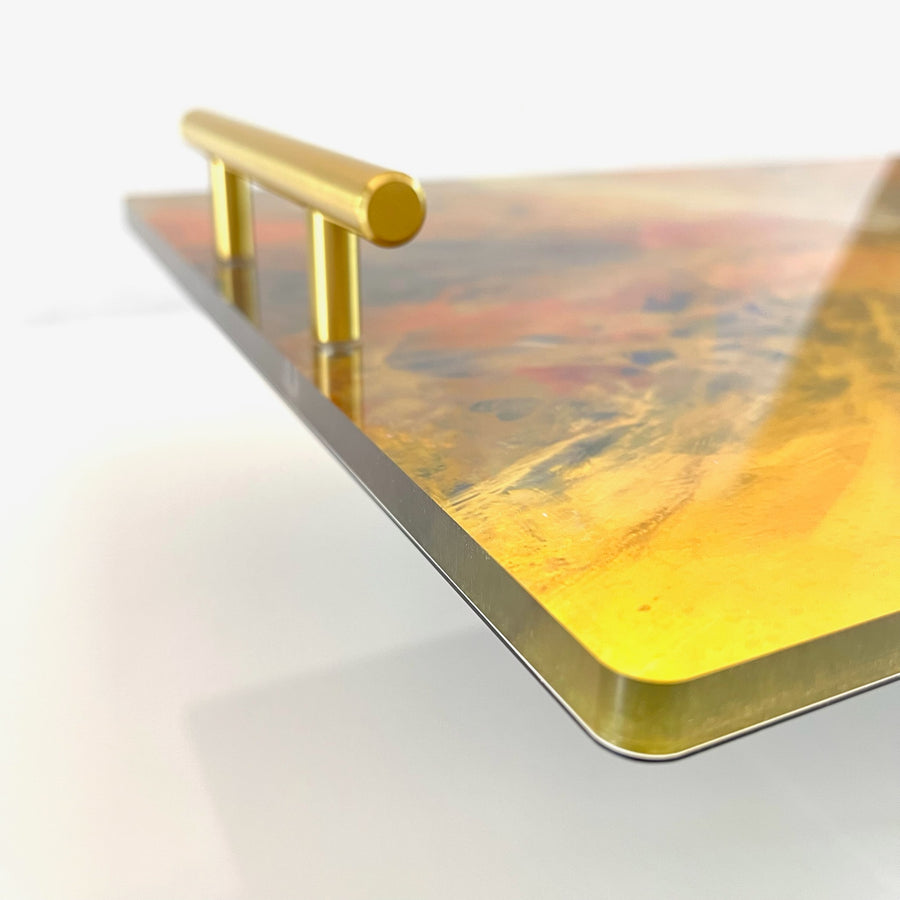 Server Giclée Tray - Yellow with Blue and Orange  Abstract