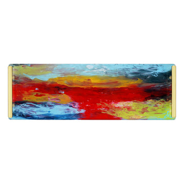 Happy Hour Giclée Tray - Red/Blue/Yellow Waves