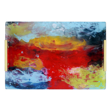 Server Giclée Tray - Red Blue Yellow Waves