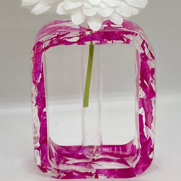 Repurposed  Glass and Resin Vase Rectangle Tall