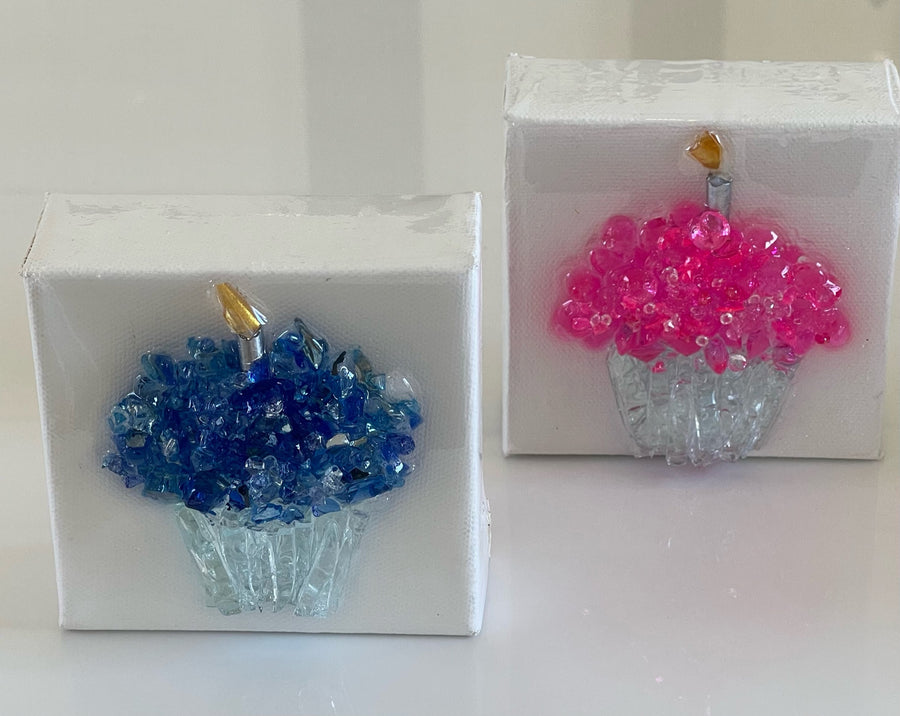 Repurposed Glass and Resin Canvases - Celebration Cupcakes 4x4