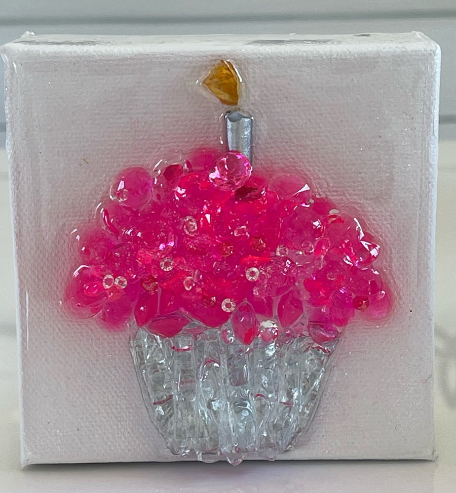 Repurposed Glass and Resin Canvases - Celebration Cupcakes 4x4