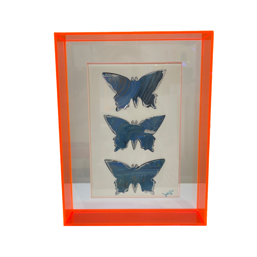 Butterflies Hand Painted in Neon 2-way Magnetic Frame