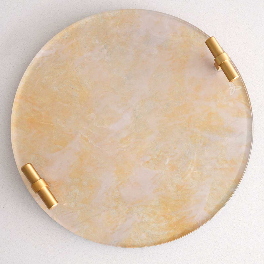Round Giclée Tray - Gold Marble