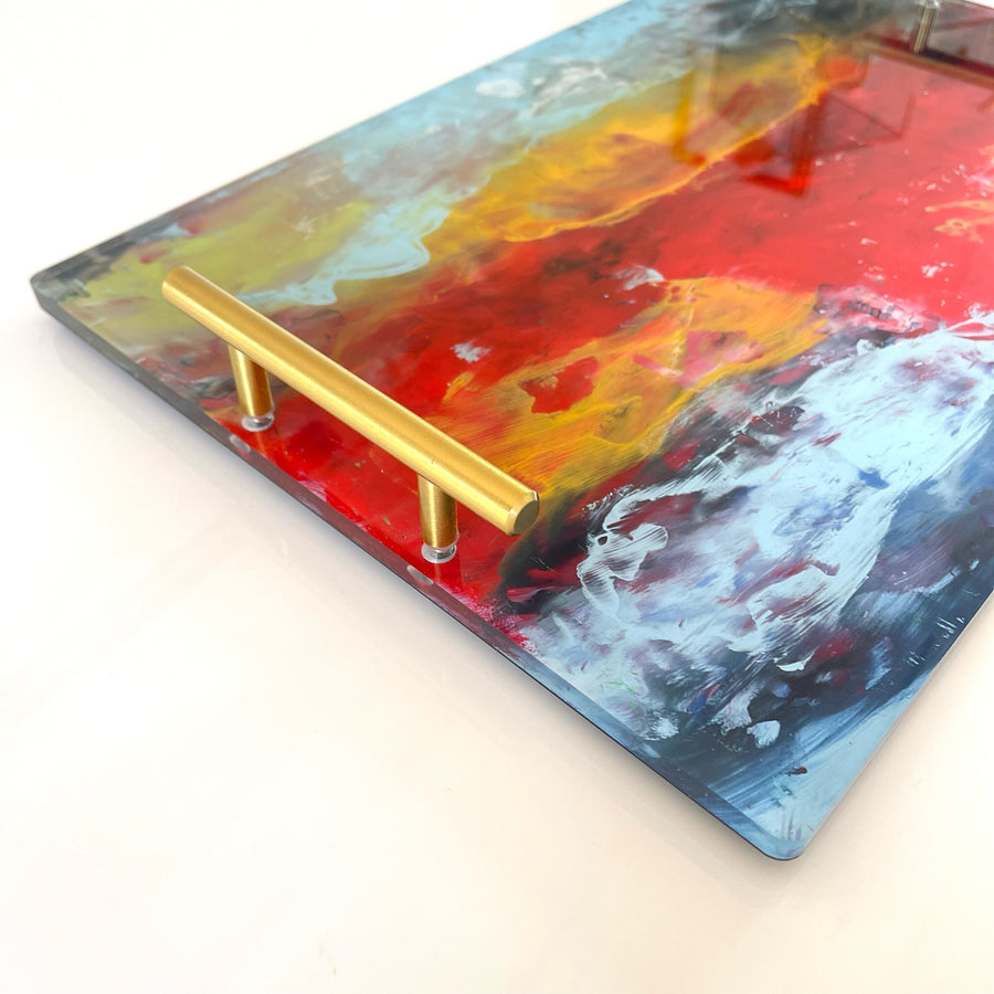 Server Giclée Tray - Red Blue Yellow Waves
