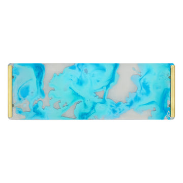 Happy Hour Giclée Tray- Blue White Marble