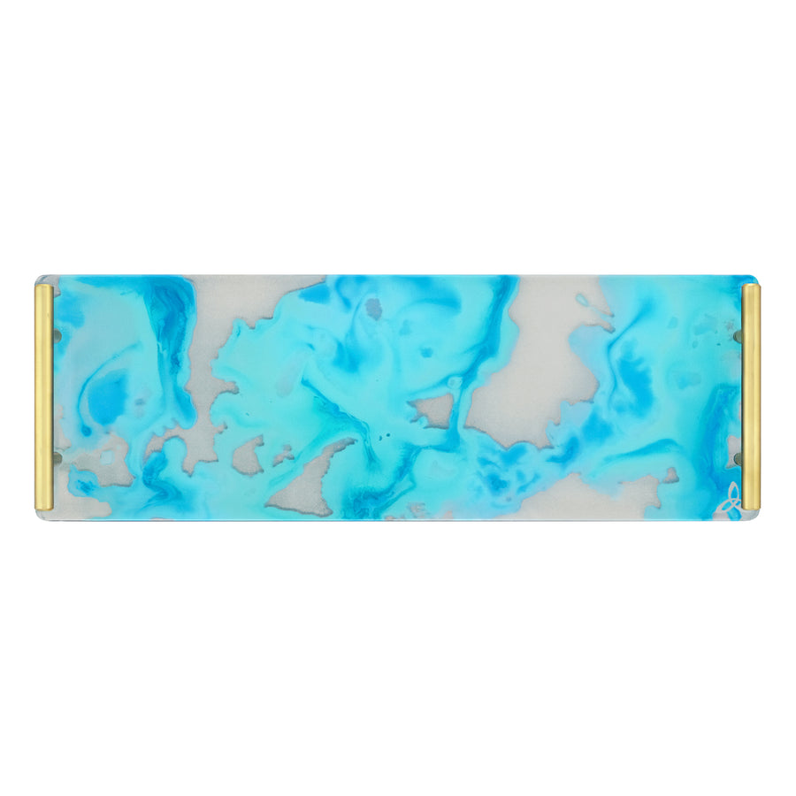Happy Hour Giclée Tray- Blue White Marble