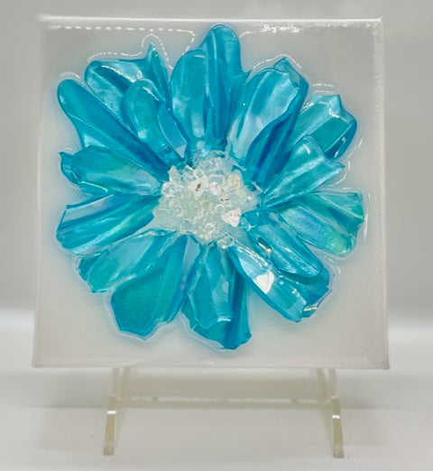Repurposed Glass and Resin Canvases - Flower 5x5
